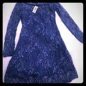 Blue lace midi dress